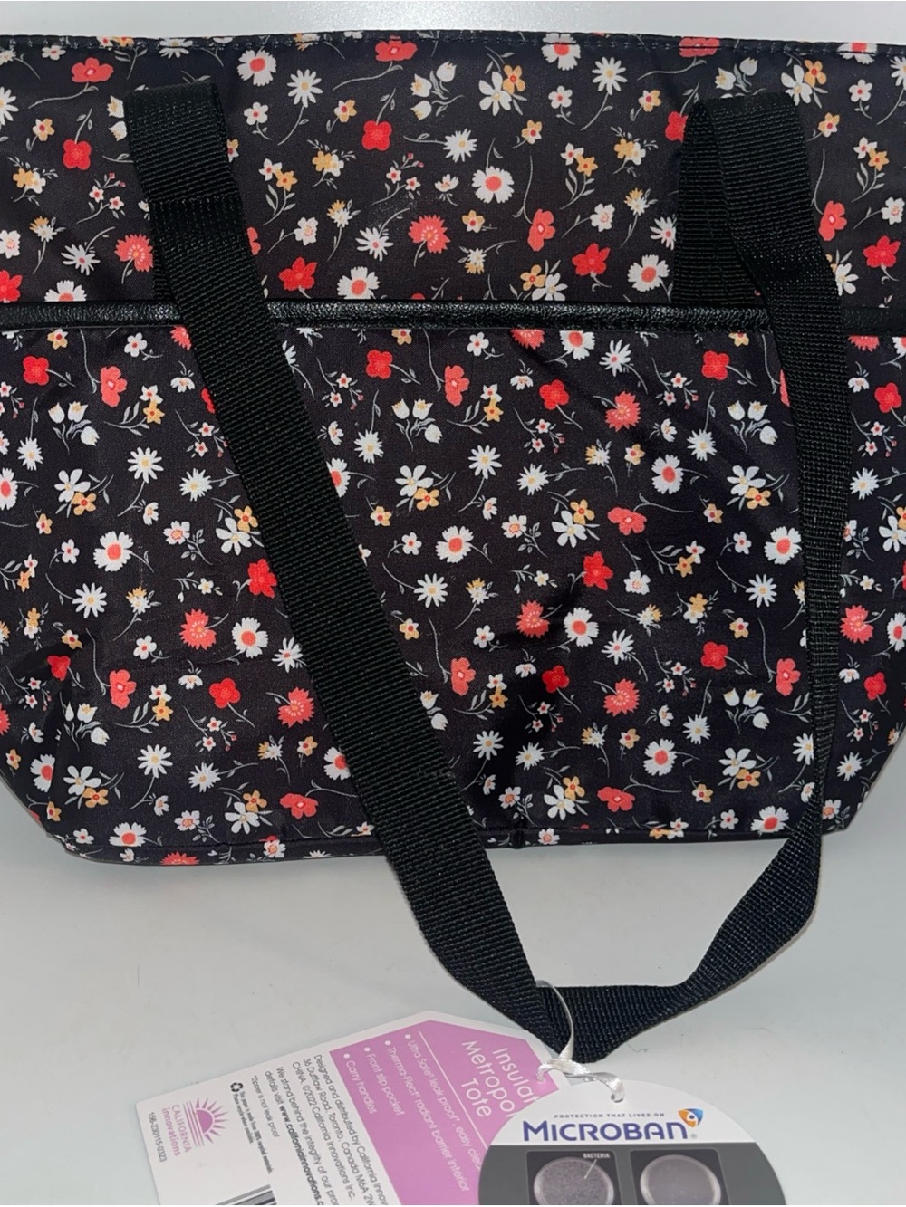 California Innovations Insulated Cooler Lunch Bag Black Floral - Picture 2 of 11